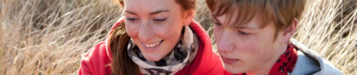 a man and a woman smiling